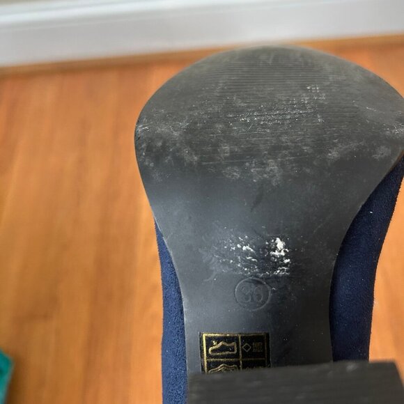 Franco Banetti Navy Blue Black Point Toe Suede Heel Ankle Boot Women’s Size 6 - Picture 7 of 8